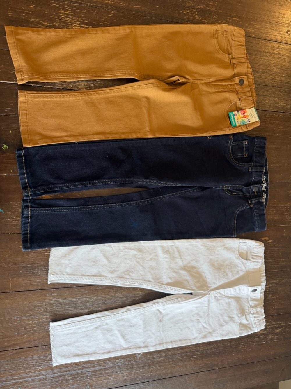 3-Pack Kids Stretch Pants - Mustard, Navy, White
